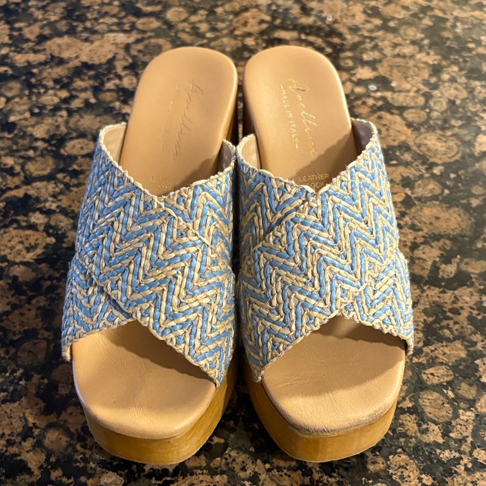 Stylish Blue and Tan Woven Women's Sandals